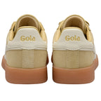 Beige Gola trainers with white soles on a white background