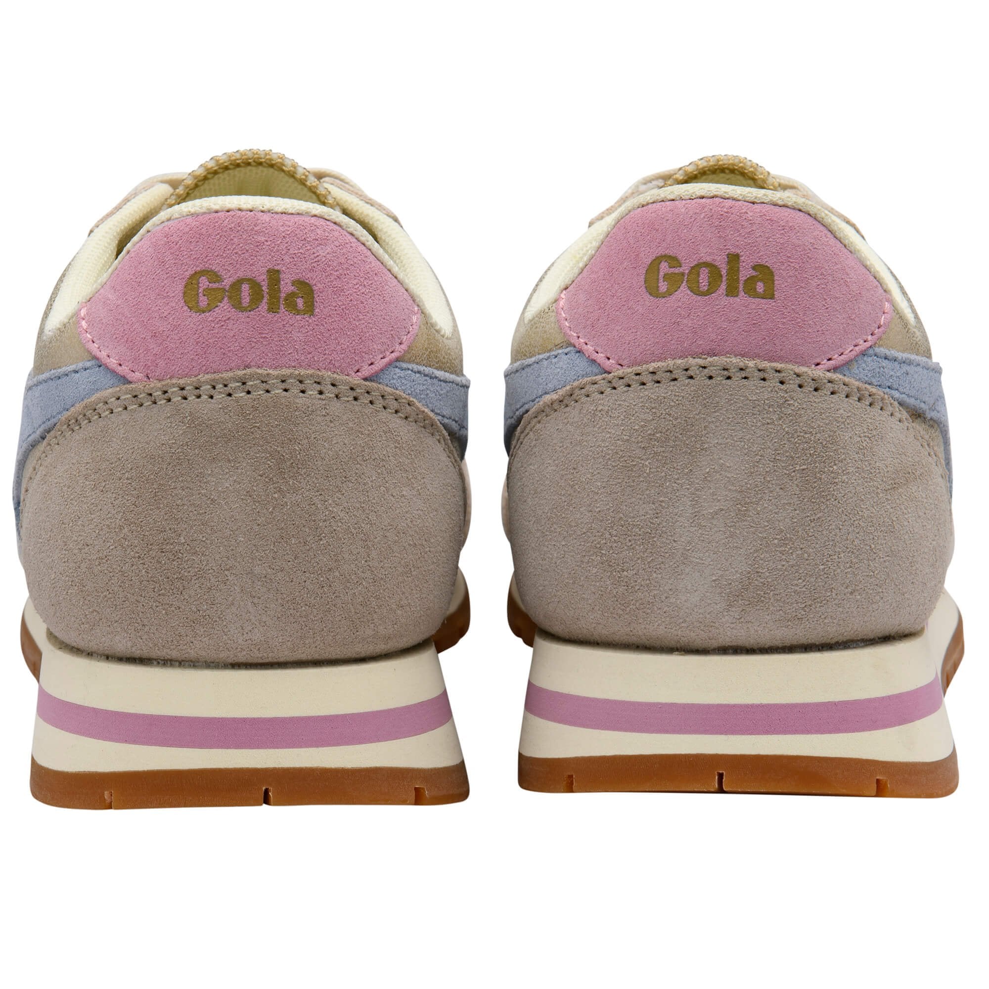 Pair of Gola trainers shown from the back on a white background