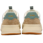 Pair of Gola trainers with beige, brown, and green colour scheme on a white background