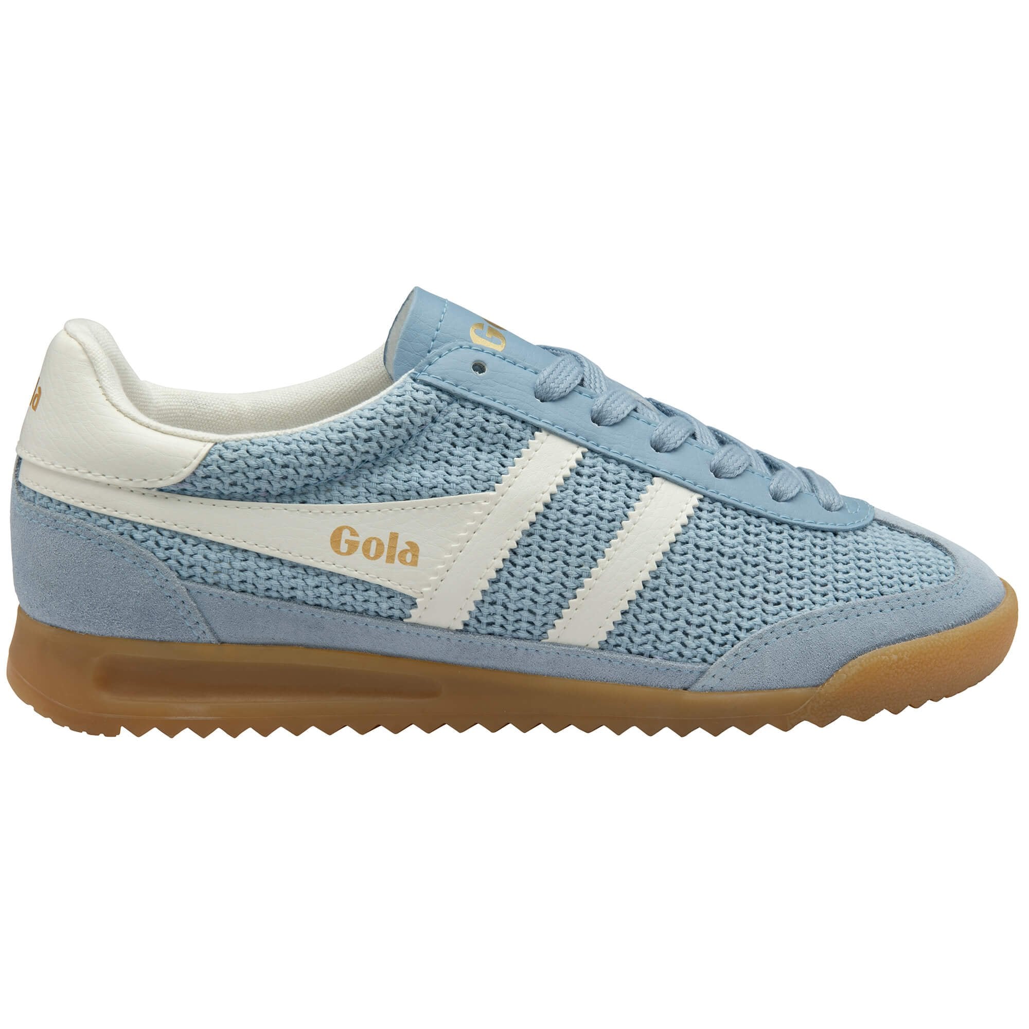 Blue Gola trainer with white accents on a white background