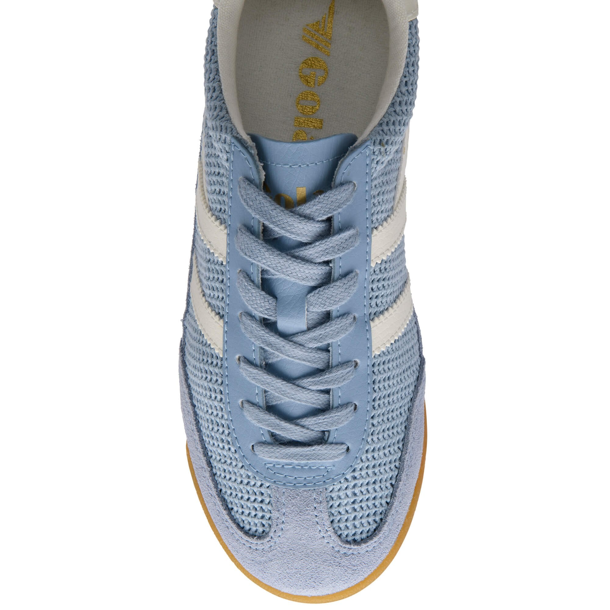 Blue Gola trainer with white laces on a white background