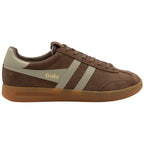 Brown trainer with a visible 'Gola' brand logo on a white background
