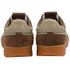 Brown and beige Gola trainers on a white background