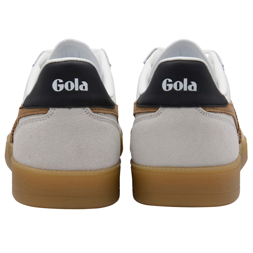 Pair of Gola trainers shown from the back on a white background