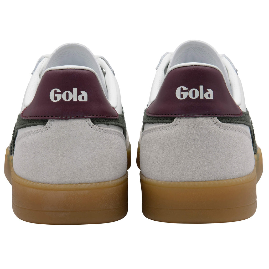 Pair of Gola trainers shown from the back on a white background