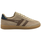 Beige trainer with brown accents and 'Gola' branding on a white background