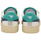 White Gola trainers with teal and navy accents on a white background