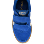 Blue Gola trainer with velcro strap on a white background
