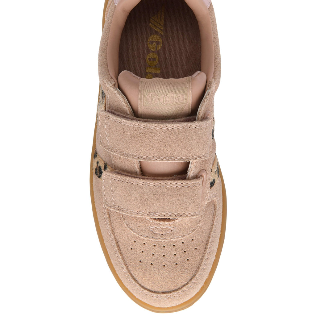 Beige children's Gola trainer on a white background