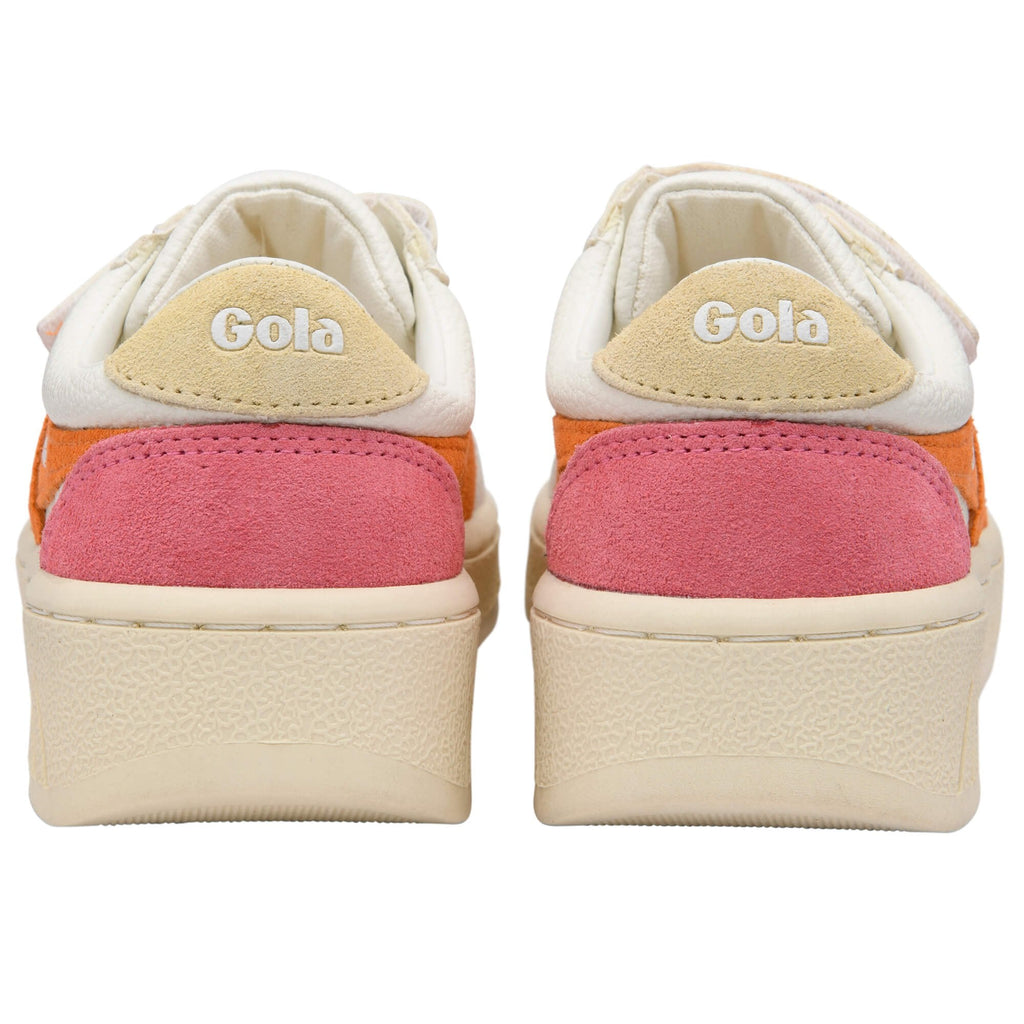 Pair of Gola trainers with pink and orange accents on a white background