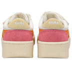 Pair of Gola trainers with pink and orange accents on a white background