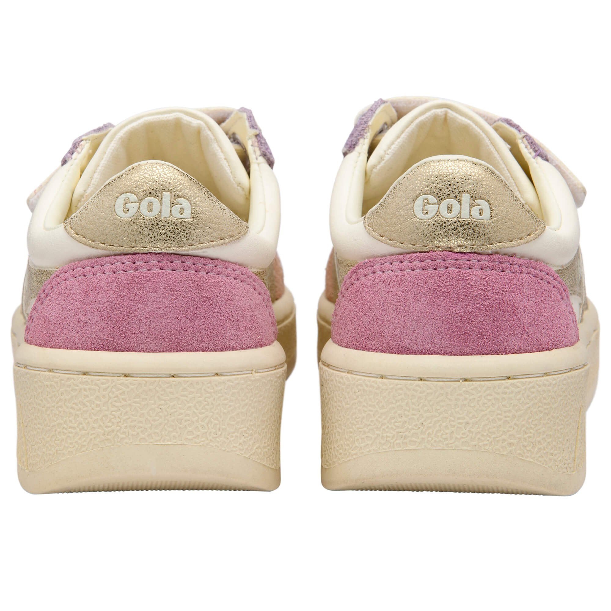 Pair of Gola trainers with pink accents on a white background
