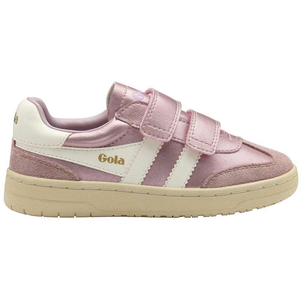 Pink and white Gola trainer on a white background