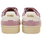 Pink Gola trainers shown from the back on a white background