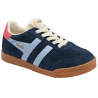 Gola trainers in navy, light blue, and red with a gum sole on a white background