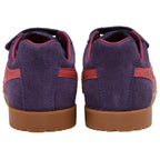 Purple children's Gola trainers with brown soles on a white background