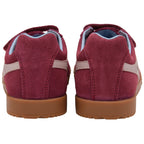 Red Gola trainers with brown soles on a white background