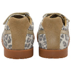 Pair of children's Gola trainers with leopard print pattern on a white background