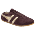Gola Harrier suede trainers in burgundy with gold stripes