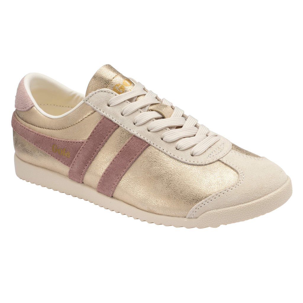 Gola women's trainer in gold with pink stripes