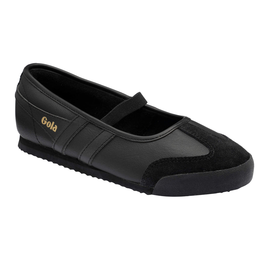 Black Gola Harrier women's plimsolls with a strap across the foot