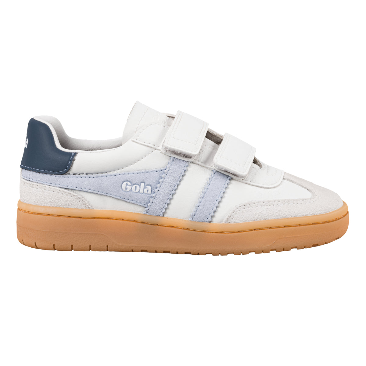 Gola Classics white trainer with hook and loop straps and gum sole