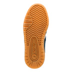 Gum rubber trainer sole with chevron tread pattern and Gola branding