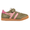 Gola Classics Kinder-Sneaker Elan mit Klettverschluss - Khaki/Korallenrosa/Fuchsia