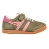 Gola Classics Kinder-Sneaker Elan mit Klettverschluss - Khaki/Korallenrosa/Fuchsia