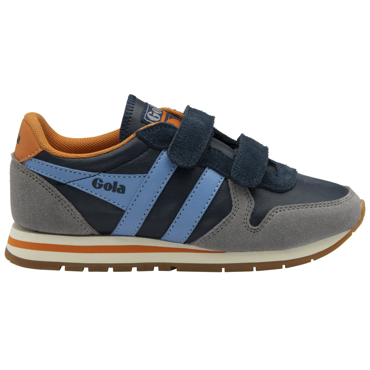 Gola Classics navy blue and grey suede trainer with hook and loop fastening
