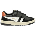 Gola Classics black and white trainer with hook and loop straps and orange heel tab