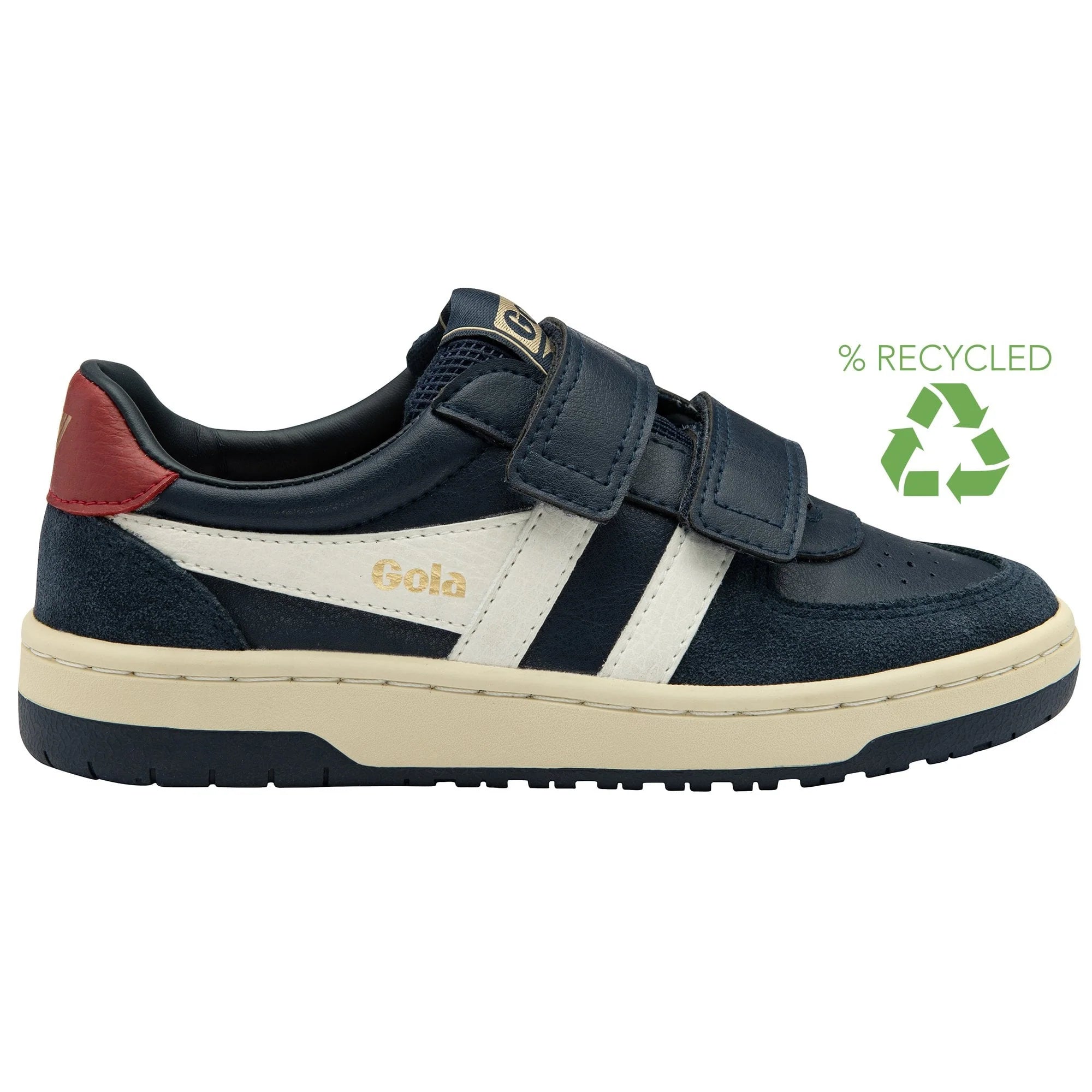 Gola Classics navy blue and white recycled trainer with hook and loop fastening