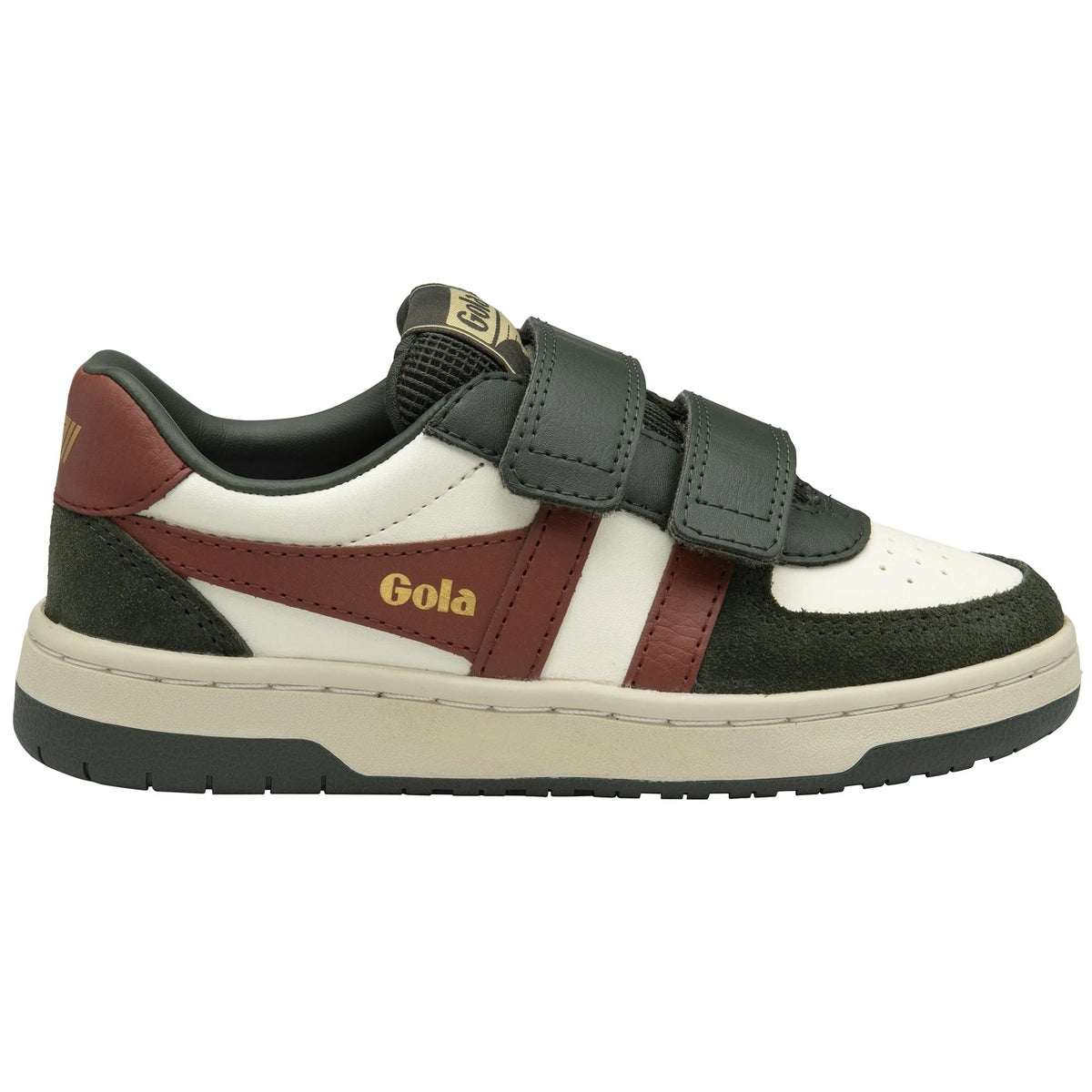 Gola Classics green white and burgundy hook and loop trainer