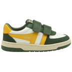 Gola Classics green white and yellow children trainer with hook and loop fastening