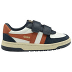 Gola Classics navy white and tan leather trainer with double hook and loop fastening