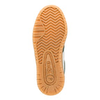 Gum rubber trainer sole with chevron tread pattern and Gola branding