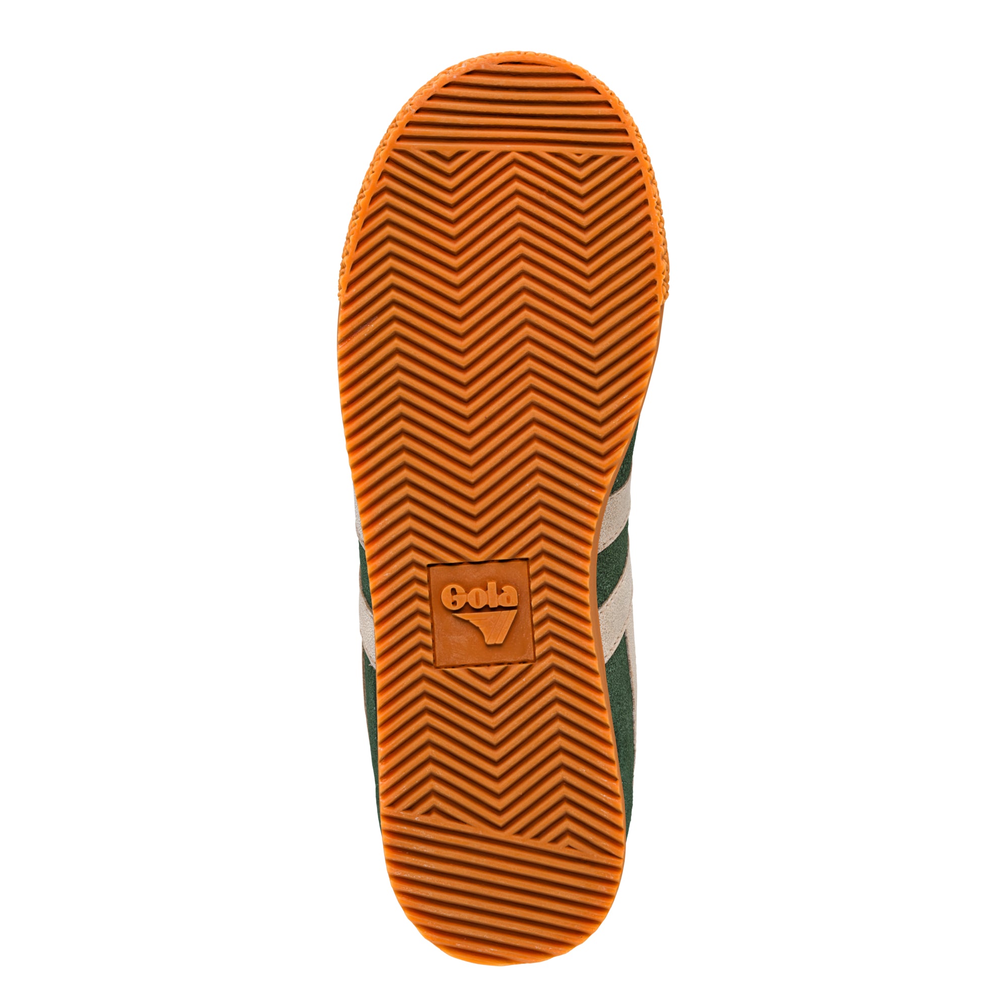 Rubber sole of a Gola trainer with a herringbone tread pattern