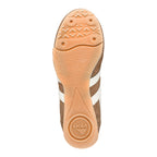 Brown and white trainer sole with textured grip and Gola branding