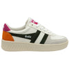 Gola Classics Baskets Trident Grandslam pour femmes - Blanc/Kaki foncé/Fuchsia