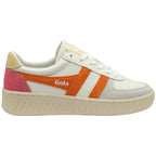 Gola Classics white trainer with orange side stripes and pink heel panel