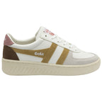 Gola Classics white trainer with tan and brown suede detailing and a cream sole