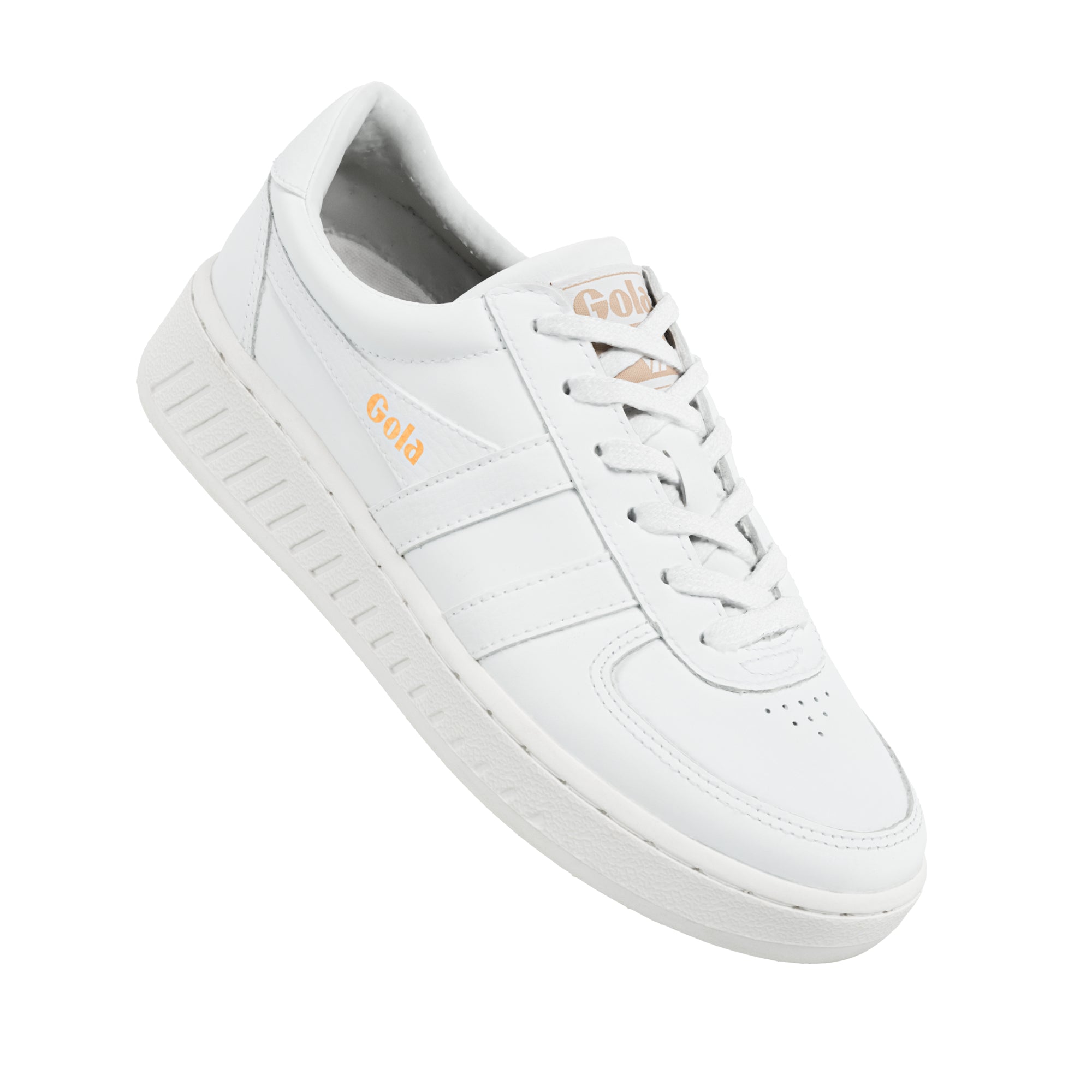 White Gola trainer with gold branding