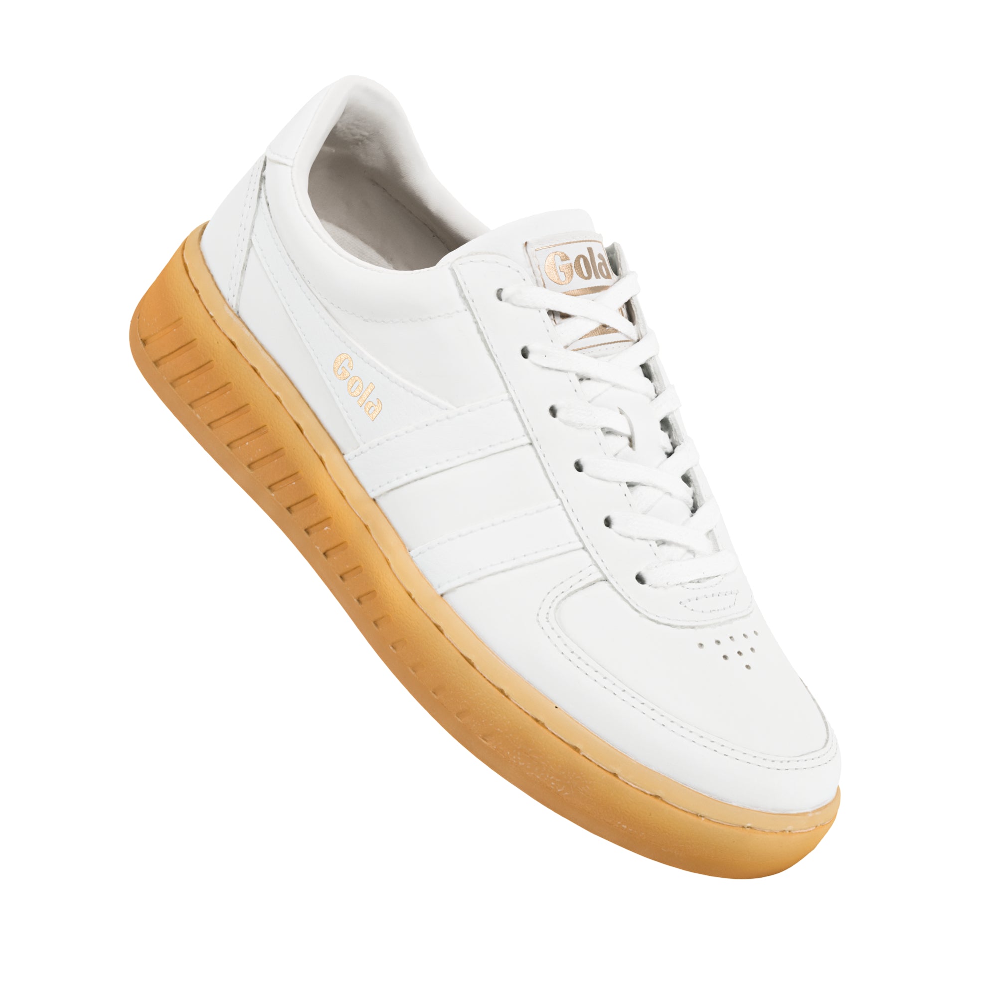 White Gola trainer with a gum sole