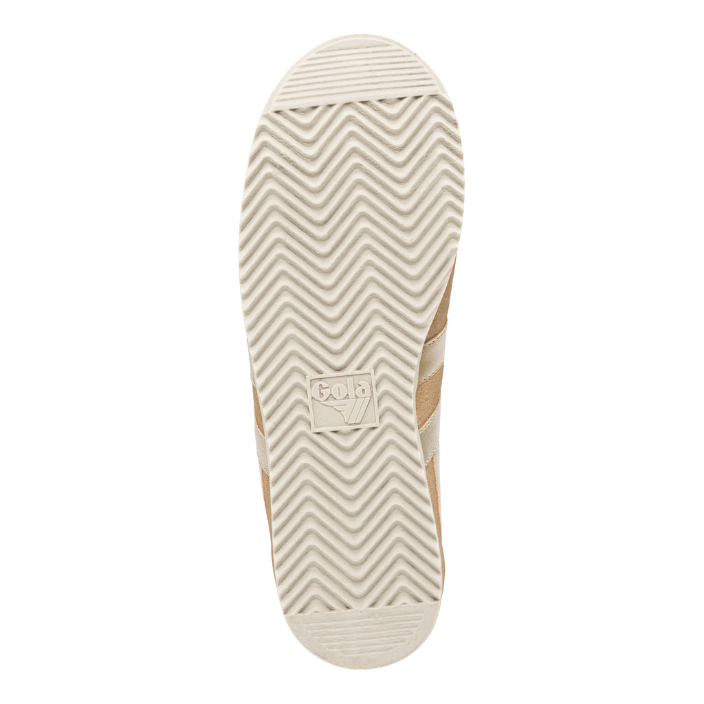 Cream coloured trainer sole with a chevron tread pattern and Gola logo