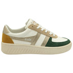 Gola Classics white trainer with green suede toe cap and gold metallic side panels