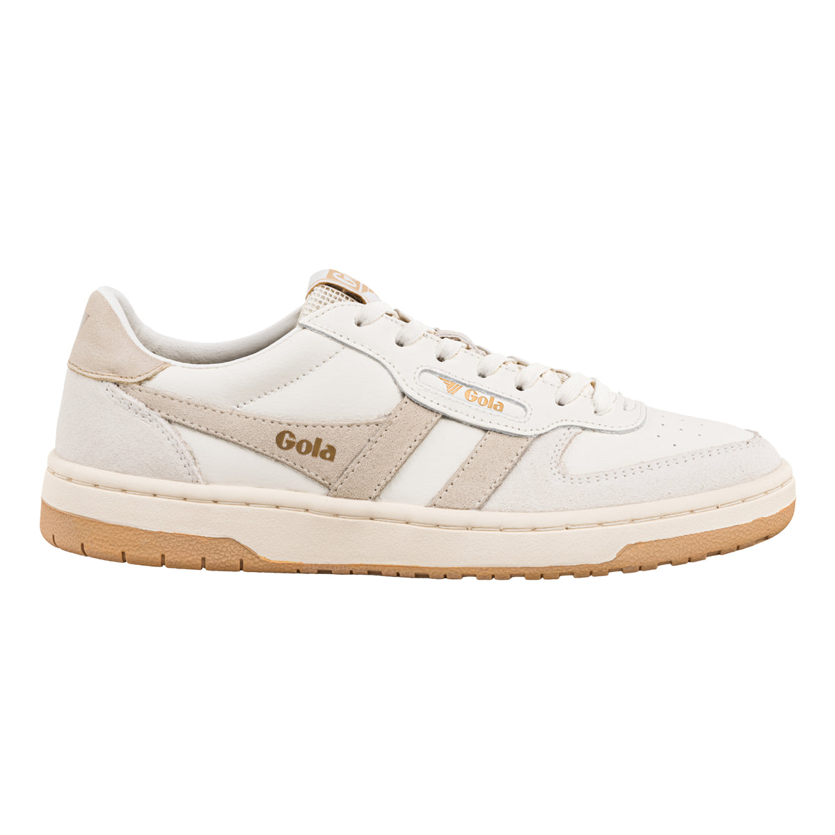 Gola Classics off-white leather trainer with suede detailing and gum sole