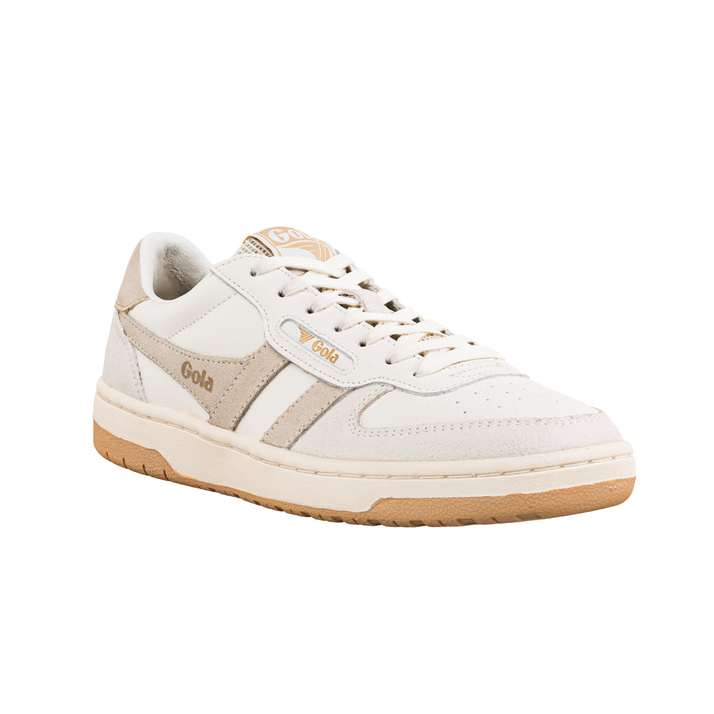 Off white Gola trainer with suede detailing and gum sole