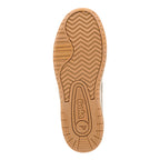 Tan rubber trainer sole with chevron tread pattern and Gola branding