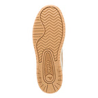 Tan rubber trainer sole with chevron tread pattern and Gola branding