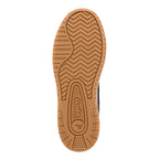 Brown rubber trainer sole with chevron tread pattern and Gola logo